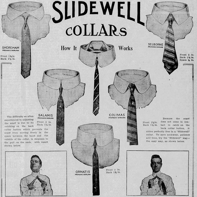 Black and white advertisement of Miller, Hall & Hartwell's collars.